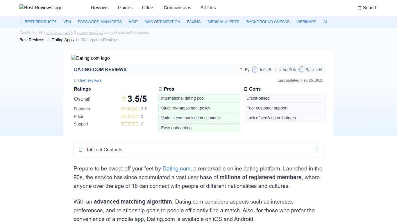Dating.com Reviews 2026 by Users & Experts - Best Reviews